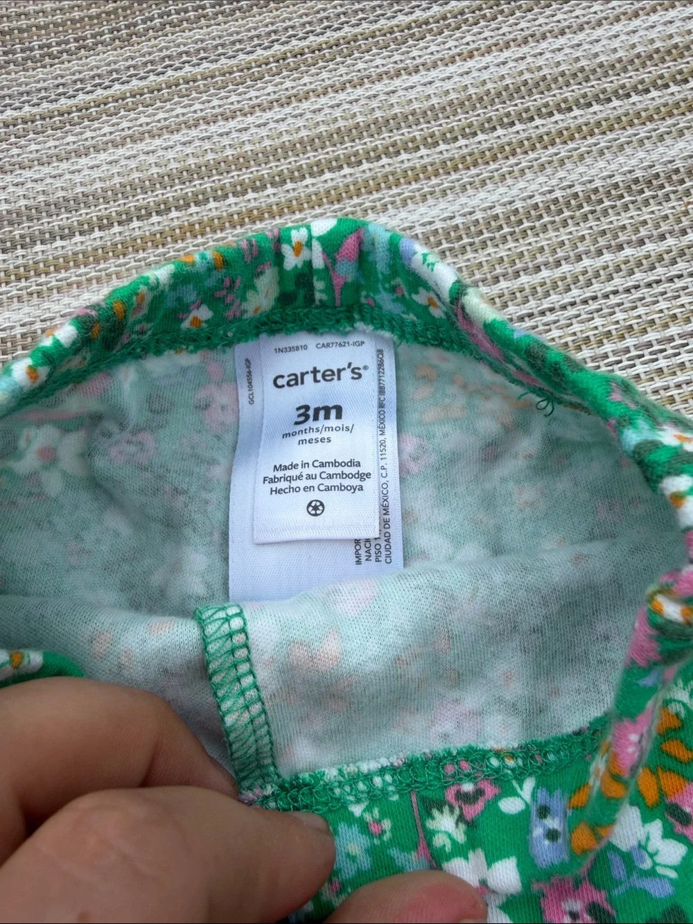 Carter's Green Floral Capri Leggings with Pink, White and Yellow Flowers